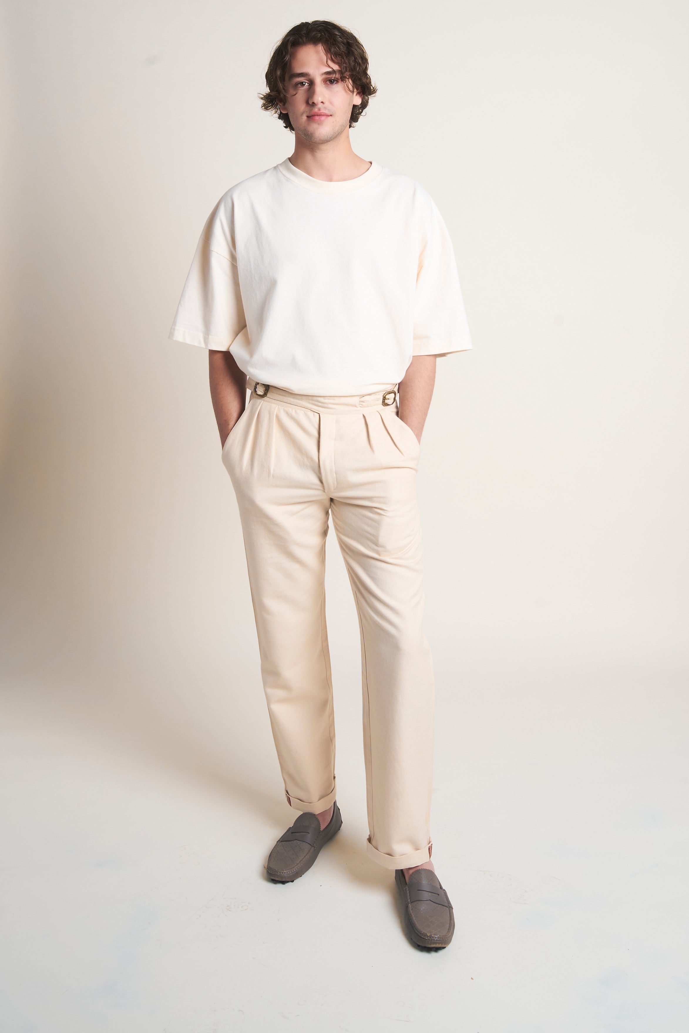 Wool Pleated Buckle Trouser