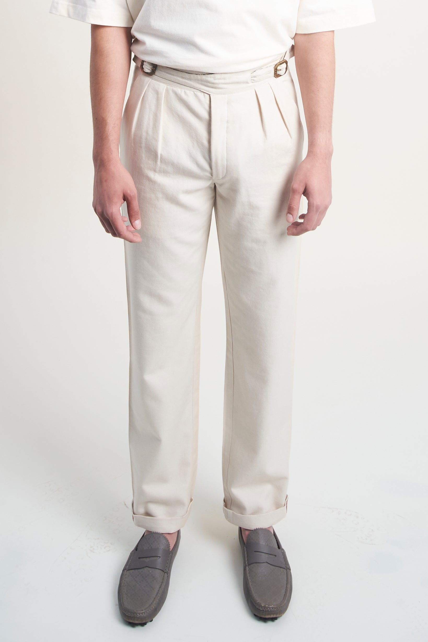 Wool Pleated Buckle Trouser