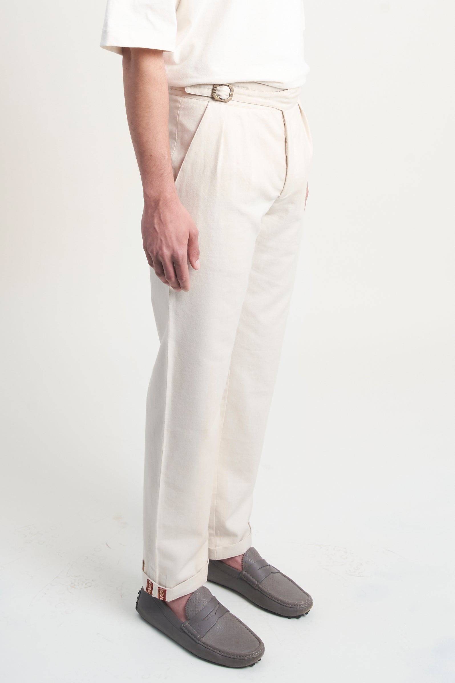 Wool Pleated Buckle Trouser